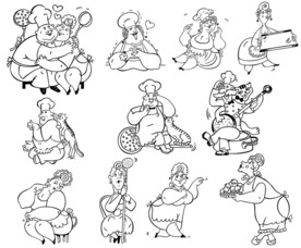 手绘人物厨师素材