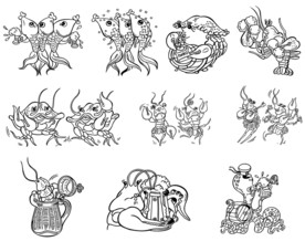 手绘鱼类海洋生物