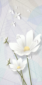 白色花卉树叶玄关装饰画