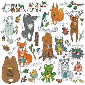 森林动物矢量墙贴素材