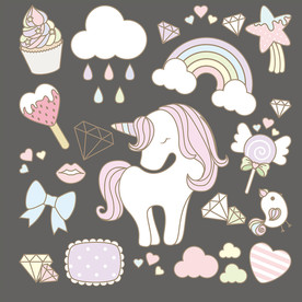 独角兽矢量墙贴背景墙