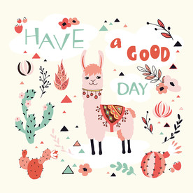 羊驼仙人掌矢量素材设计