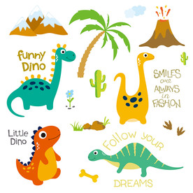 恐龙卡通动物矢量墙贴背景墙