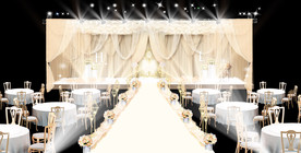 香槟色布幔主题婚礼仪式区