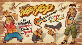 手绘卡通街舞嘻哈人物背景