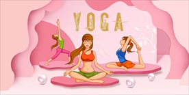 粉色卡通瑜伽背景墙