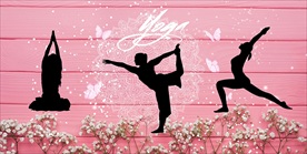 手绘粉色瑜伽背景墙