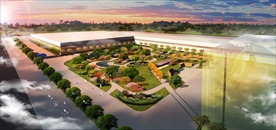 厂区景观夜景效果图分层PSD