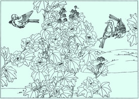 大山雀线描 大山雀白描 大山雀