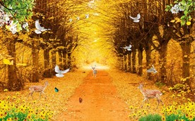 黄金大道3D立体壁画背景墙