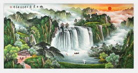 源远流长国画山水风景风水装饰画