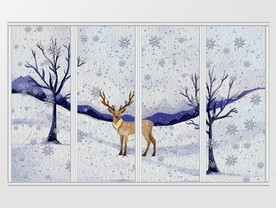 北欧抽象油画森林麋鹿移门