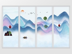抽象水墨山水移门