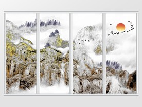 中国风水墨山水意境移门