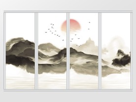 中国风写意山水移门