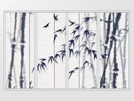 中国水墨竹子移门