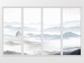 中式水墨山水移门