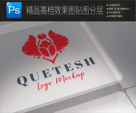 磨砂玻璃标志样机一键贴图