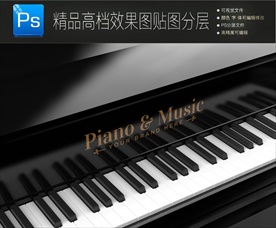 高端贵族钢琴标志一键贴图样机