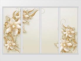 3d高贵金色珍珠珠宝花朵镶移门