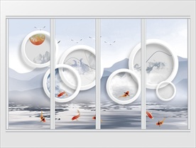 新中式3D立体圆圈意境移门