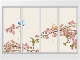 新中式花鸟画移门