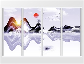 新中式水墨风抽象山水移门