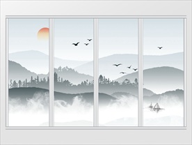 新中式已经山水画移门