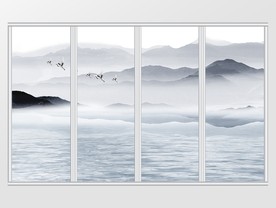 新中式创意水墨山水移门