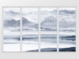 新中式印象水墨山水移门