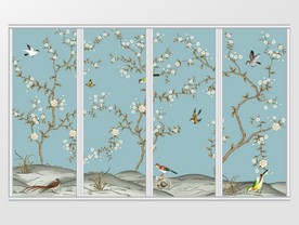 中式工笔素人花鸟移门