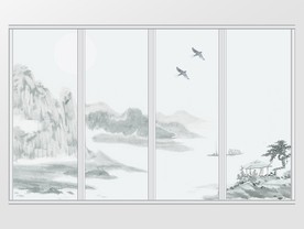 中式写意水墨移门