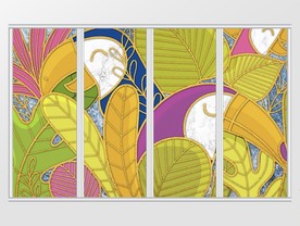 小清新热带树叶金色叶子移门