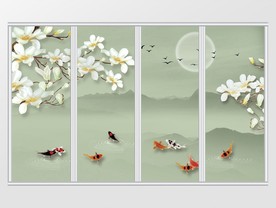 简约中式玉兰花移门