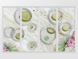 时尚简约荷花移门