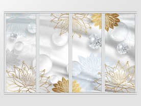 现代简约抽象荷花小清新移门