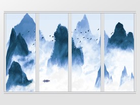 新中式水墨山水禅意移门