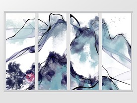 新中式水墨山水瀑移门