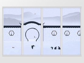 中国风徽派建筑江南风情移门