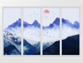 中国风水墨山水图移门