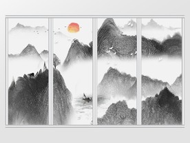 中国风水墨山水意境移门