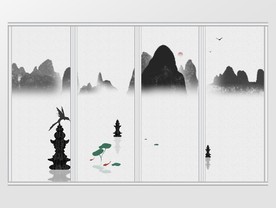 中国风水墨远山创意简约移门