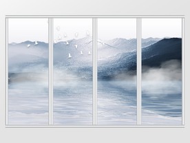 中式水墨风意境电视移门