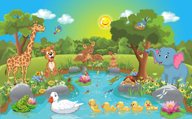 卡通动物乐园背景