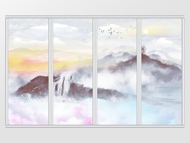 大理石纹山水移门