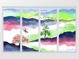 新中式山水画移门