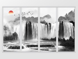 新中式水墨山水意境移门