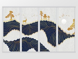 新中式质感抽象山水移门