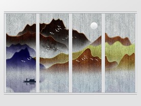 意境山水画移门