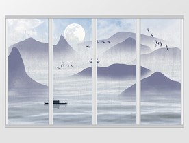 意境中国风山水移门